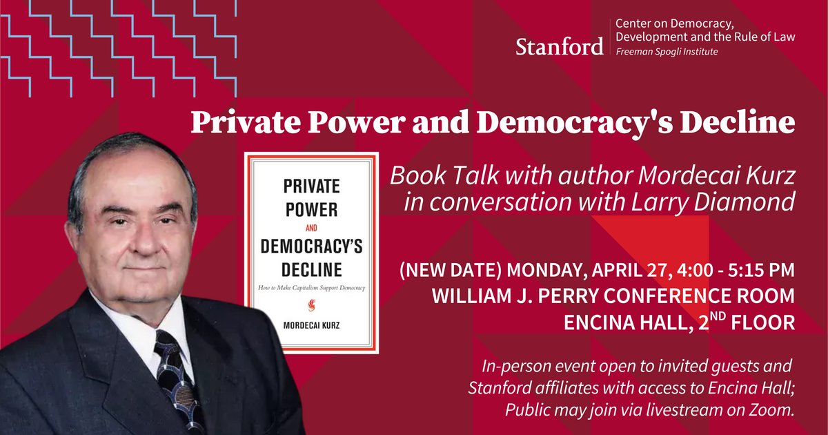 Private Power and Democracy's Decline: Book Talk with Mordecai